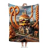 Nuphtun Manta para Sofá 240 x 260 Hamburguesa MarróN, Manta Gigante Premium 240x260 cm | Uso Versátil como Cubrelecho o Manta de Salón, Uso Versátil en Apartamentos y Segundas Residencias K218-