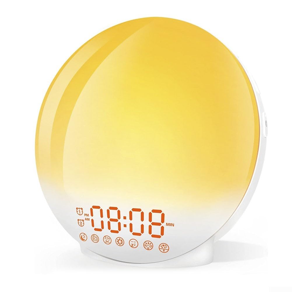 Lioaeust Radio-Wecker, Natur-Wake-Up-Lichtwecker mit Sonnenaufgang/Sonnenuntergangs-Alarmen, FM-Radio-Nachtlicht für Zuhause, Büro, Schlafzimmer Dekor, 43885M9F53228W500J0X9B8