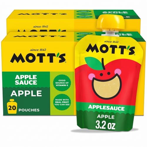 Mott's Applesauce, Made from Real Fruit, No Artificial Flavors, Good Source of Vitamin C, 3.2 oz Clear Pouches, 40 Pack