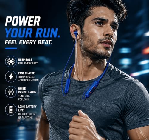 Image of Neckband for OnePlus Z2 Wireless Bluetooth Headset with Crystal Clear Sound and Long Playback Time (Blue)