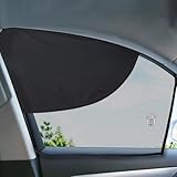 DIZA100 Front Window Sun Shade, 2 Pack Half Blackout & Half See-Through Magnetic Car Side Window Sunshades with Fixed Suction Cup, Car Window Curtain UV Protection for Driver