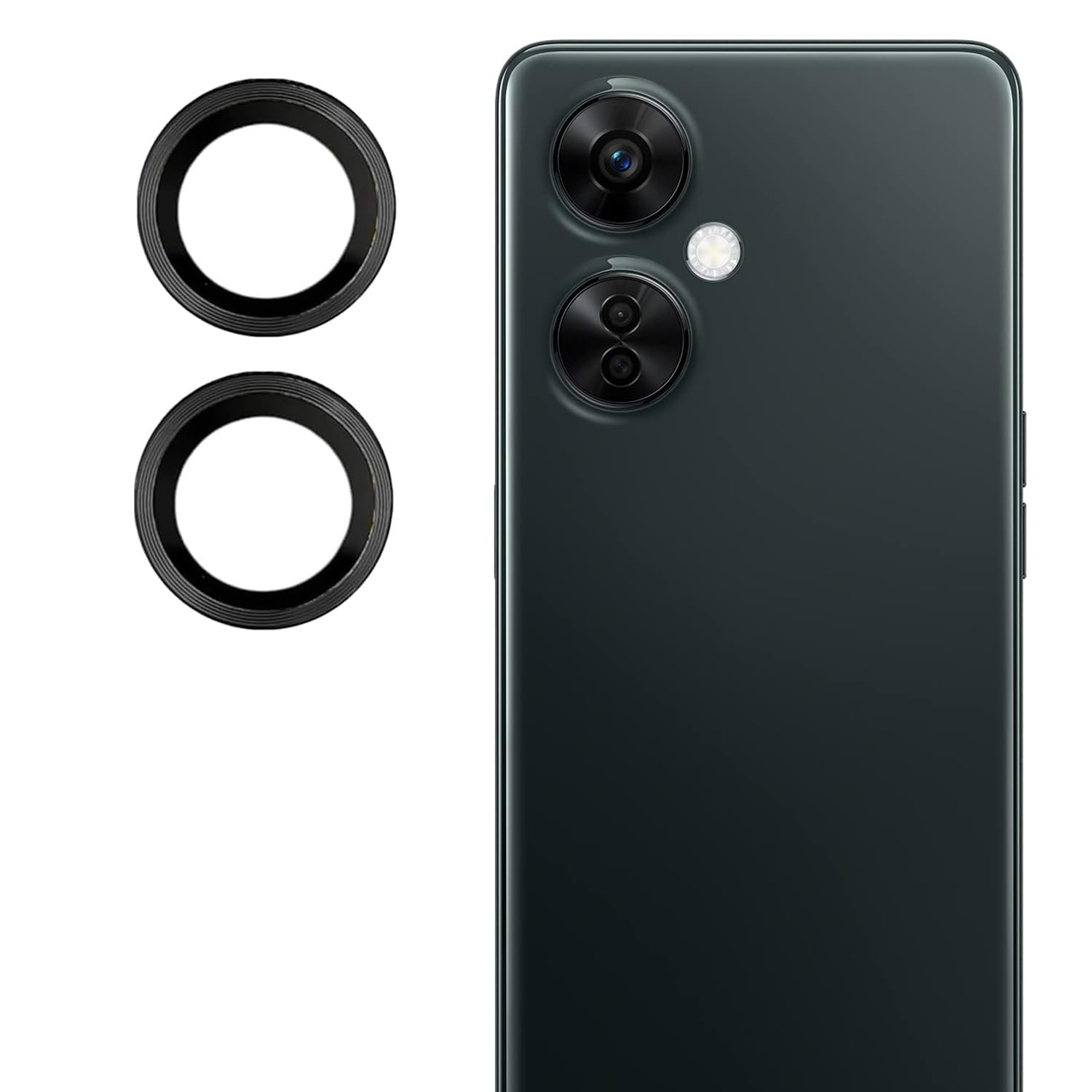 Oncraves Camera Ring Lens Protector for OnePlus Nord CE 3 Lite 5G | 9H Hardness, Full Coverage Camera Metal Ring Ultra-Thin/Clear - Black
