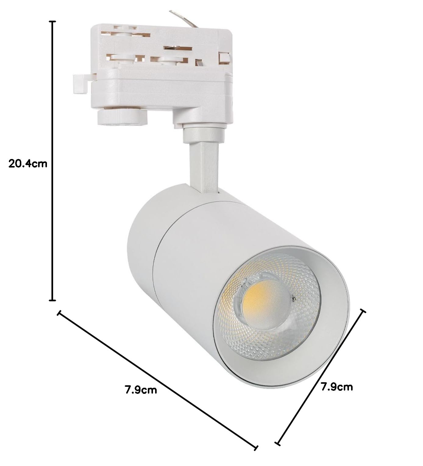 LEDKIA LIGHTING - Foco Carril LED Trifásico | 30W Regulable | 3000 lm | COB No Flicker | Orientable | Interior | Ángulo 36º | Blanco Neutro 4000K | Policarbonato | Aluminio