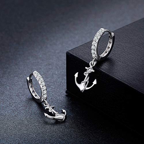 CUOKA MIRACLE Anchor Earrings for Women， 925 Sterling Silver Nautical Anchor Dangle Hoop Small Minimalist Hypoallergenic Earring for Wife Mom Summer Jewelry Gift Birthday Christmas4