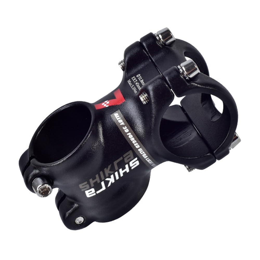 QYQAY 31.8mm MTB Stem ±7 Degree 35/45/55/60/70/80/90/100/110mm Bike Handlebar Stem Lightweight Aluminum Bicycle Riser for Mountain Bike Road Bike BMX Track Bike (Black Red Logo,45mm)