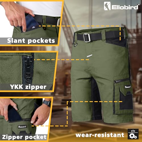 Ellobird Work Shorts for Men Construction Workwear(Olive36) - image 4
