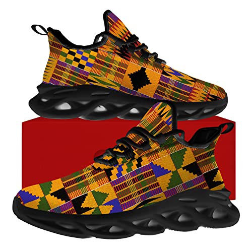 Ciadoon Kente Shoes for Men Women Road Running Shoes Athletic Walking Tennis Sneakers Breathable Shoes Gifts for Boy Girl4