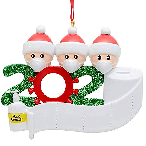 HUHUDAY Weihnachtsschmuck, 2PCS 2020 Personalisierte Angstde Familie Von 2, 3 Weihnachten 2020 Feiertags Dekorationen DIY Name Segen Harz Schneemann Weihnachtsbaum Hängen Anhänger