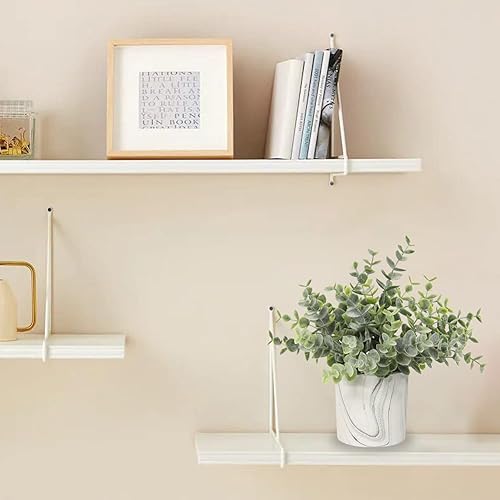 Miniatura 6 de Hollyone Mini plantas artificiales en macetas, plantas falsas en macetas de mármol, 1 pieza de plástico de eucalipto, vegetación sintética para el