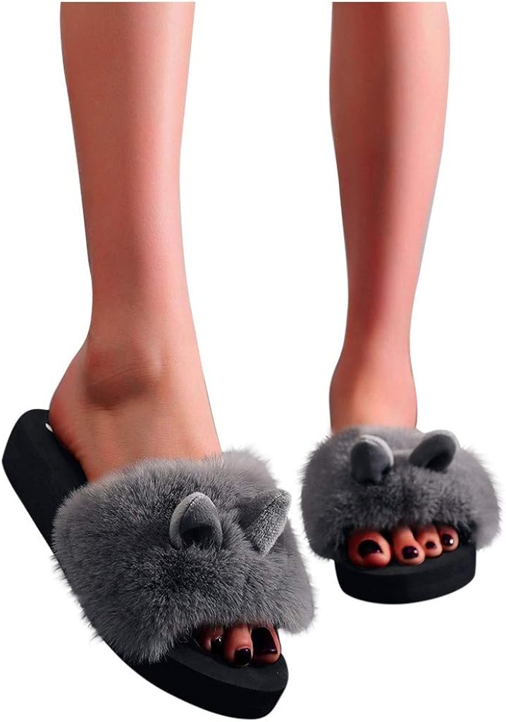 FGUUTYM Hausschuhe Damen PlüSch Pantoffeln Plateau Slipper Pantoletten ...