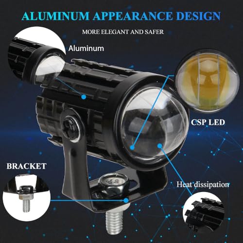 Image of LIU HJG Original Mini Driving Fog Light Imported LED 30W 12V-80 Volts Universal For All Motorcycle, Scooties, Car, Projector Light Red devil, White And Yellow (Pack Of 2, Switch)