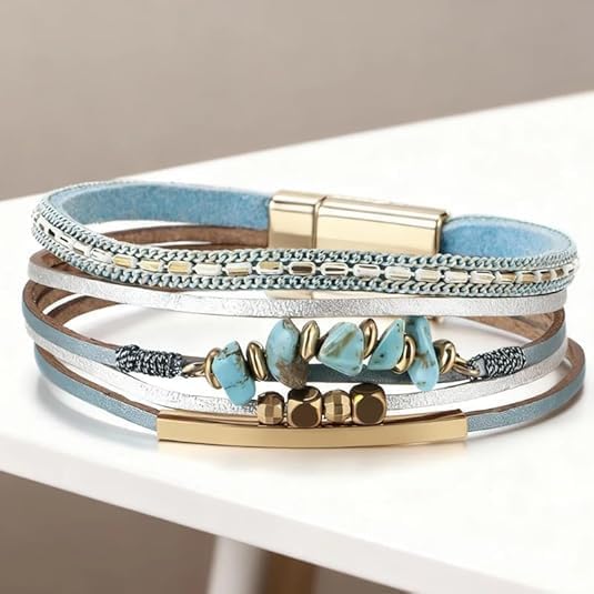 Flower Charm Wrap PU Leather Bracelet for Women Lady Handmade Bohemian Bracelets Jewelry Gifts for Women - Image 3