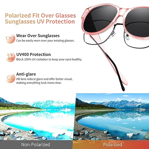 Image of GEGURI Polarized Sunglasses Fit Over Glasses for Men Women, Oversized Square Sun Glasses UV400 Protection Shades