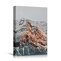 Canvas Wall Art Snowy Tops VIII Cool Dramatic Mountain Nature Photography Romantics - 12x18 inches