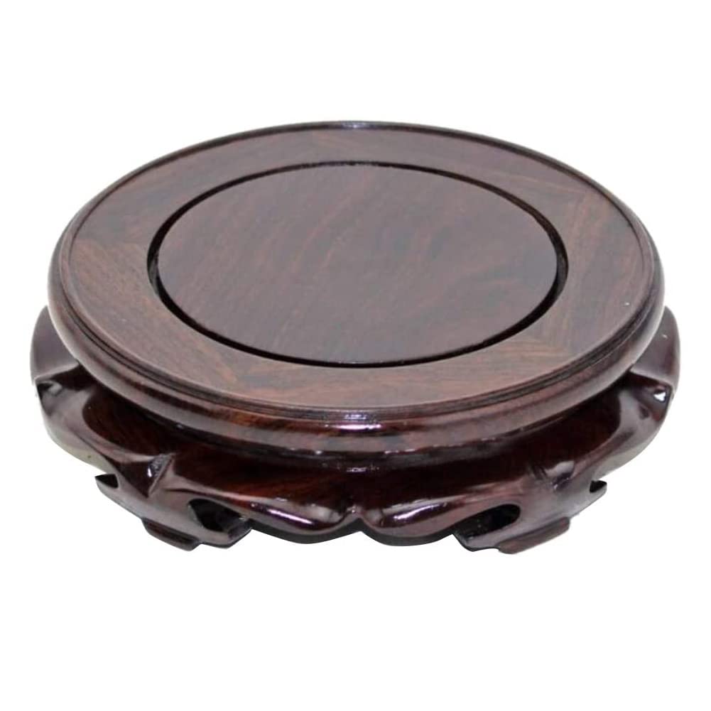 EIGXIANHAI Oriental Furniture Wooden Display Stand Base Lotus Pedestal Vase Base Table Lamp Teapot Base Black Catalpa Furniture Stable Home Decoration