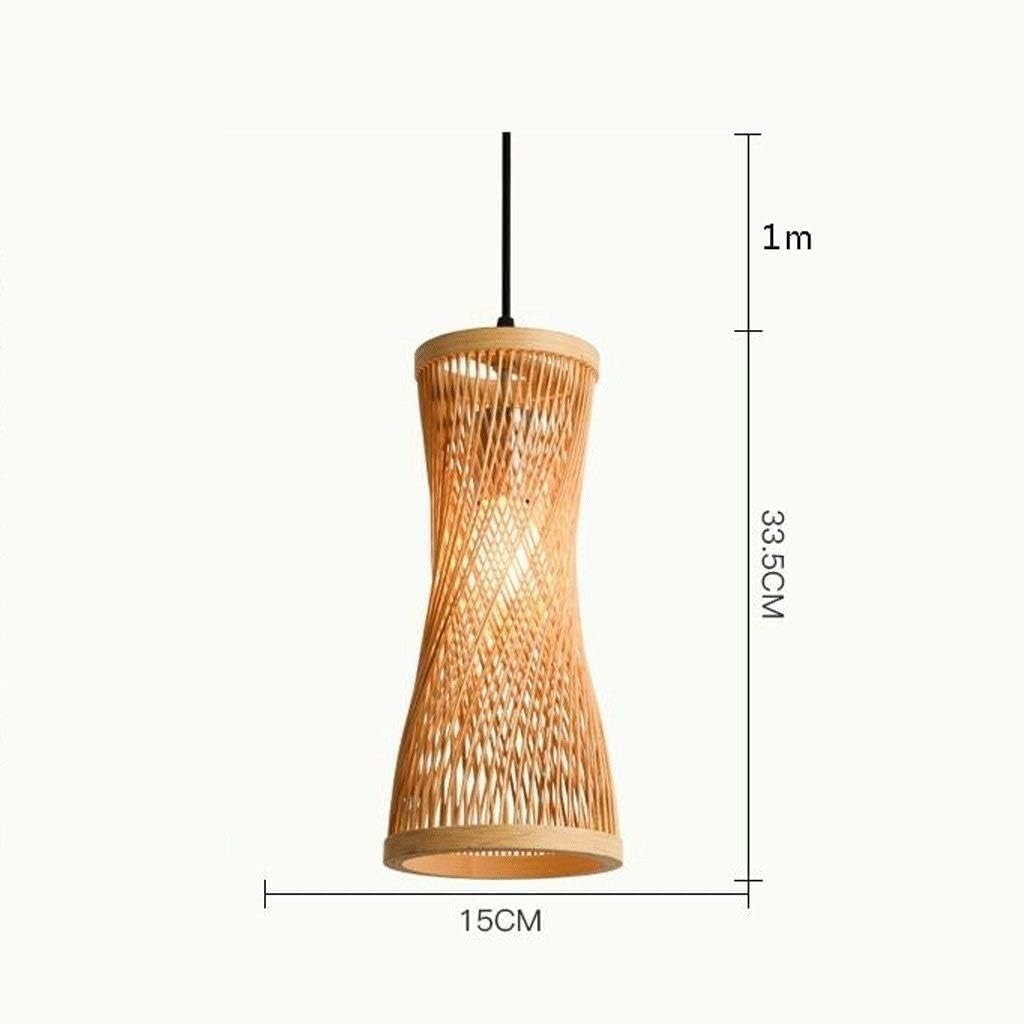 Lampadario Vintage in bambù, Lampada a Sospensione Lunga in Rattan, lineare, Intrecciata, Stile Rustico da Fattoria, Boho, costiero, con Cesto in Vimini, Ideale per Isola Cucina e