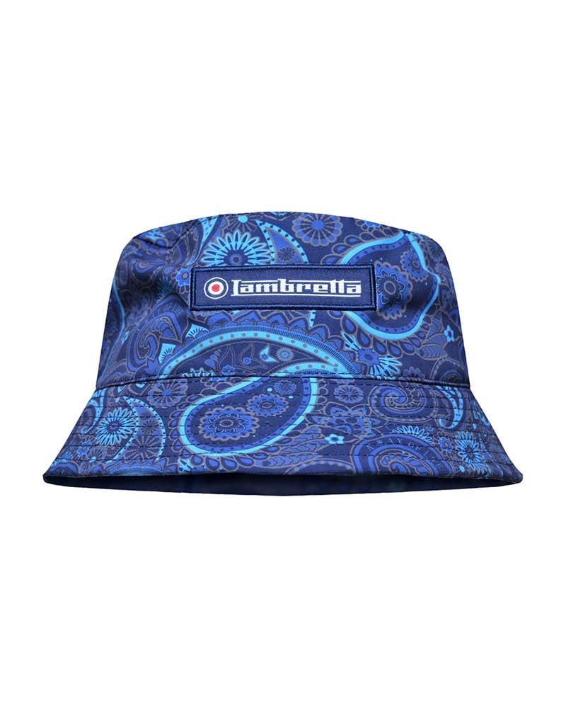 Lambretta Navy/Khaki Mens Paisley Summer Festival Bucket Hat -