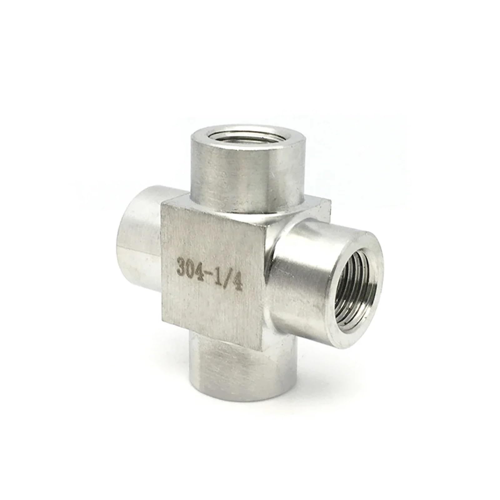 1/8" 1/4" 3/8" 1/2" 3/4" 1" BSP NPT M14 M20 Female Male Cross 4 Ways Splitter Block 304 Stainless Pipe Fitting Connector(BSPP Female,1")