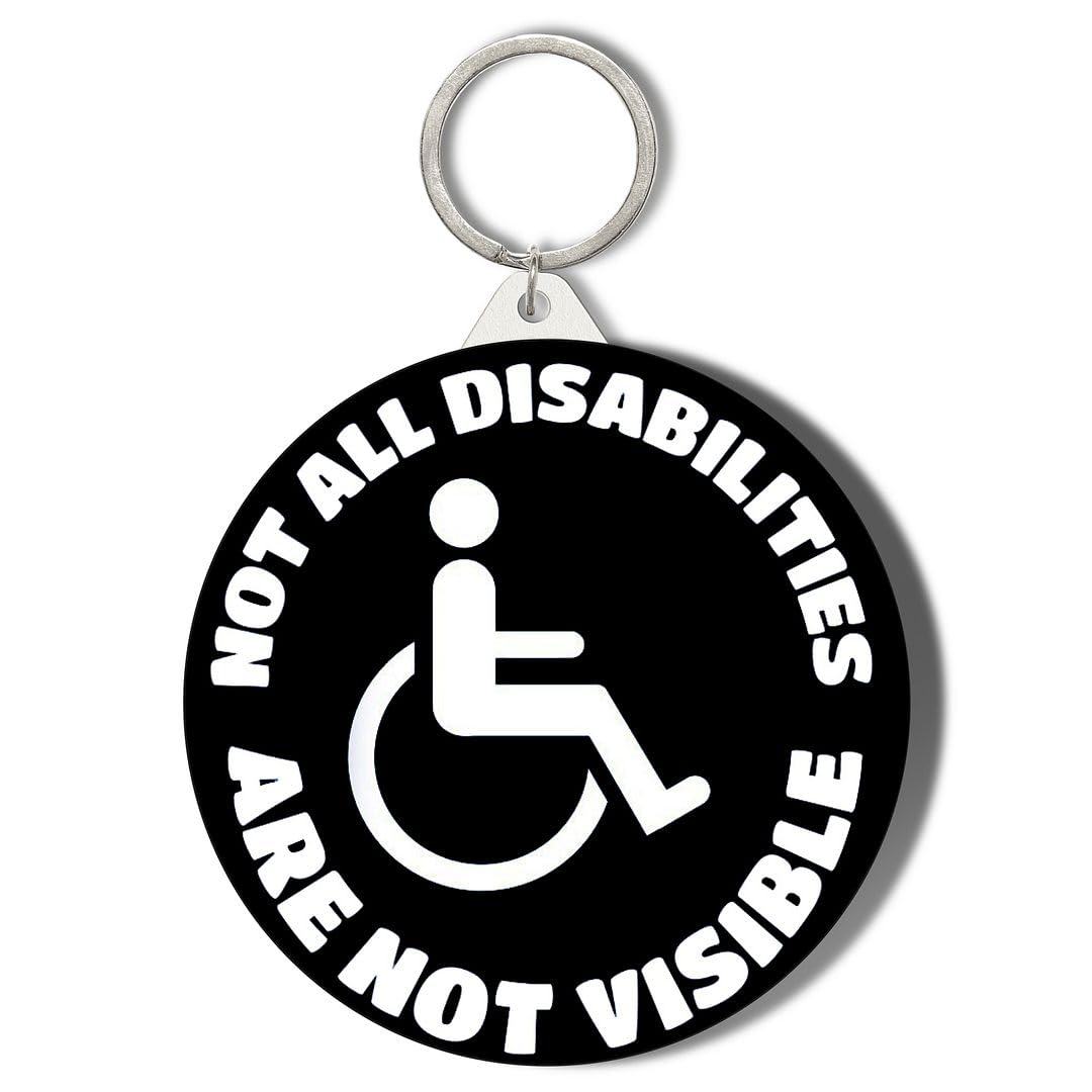 Gift Insanity White Not All Disabilities Are Visible Black 45Mm Short Chain Mirror Keyring