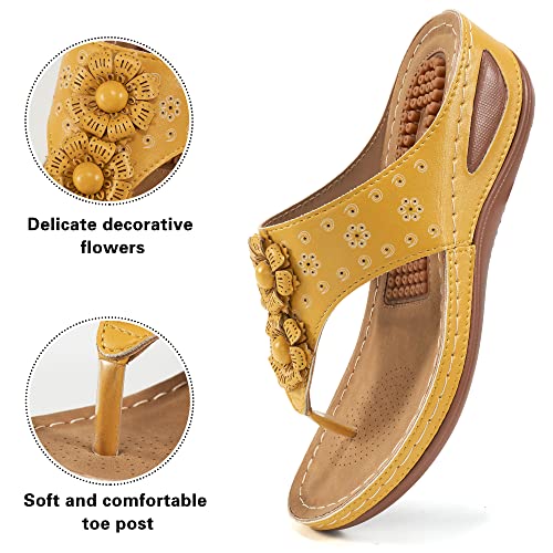 Alicegana Women Casual Summer Sandals With Arch Support Flip Flops Platforms Wedge Sandals Beach Leather Womens Shoes Walking #TOP2