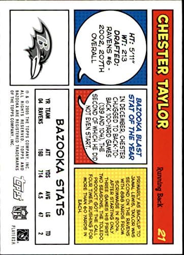 Miniatura 2 de 2005 Bazooka #21 Chester Taylor NFL Football Trading Card