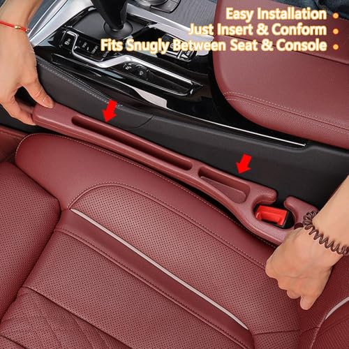 2PCS Universal Car Seat Gap Filler Organizer - No Drop Seat Guard with Side Pockets, Durable Non-Slip Material, Easy 10-Second Install for Cars, Trucks & SUV (Beige) - Image 5