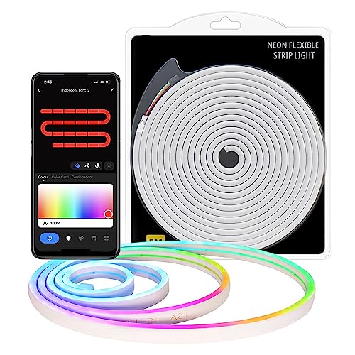 Xnbada WS2811 16.4FT T0612 Addressable RGB LED Neon Lights,DC12V Waterproof Flexible Neon Sign Dream Color Rainbow Rope Light for Bedroom Outdoors Decor