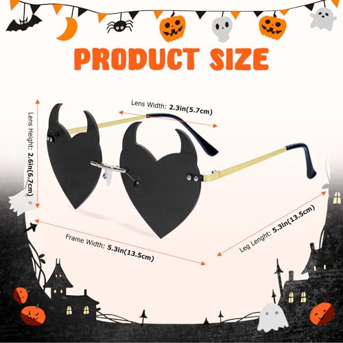 Devil Ear Heart Shape Sunglasses Rimless Goth Glasses for Women Men Christmas Party Cosplay Glasses Trendy Eyewear4