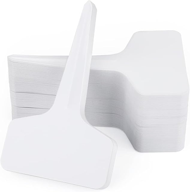 KINGLAKE Plant Labels for Outdoor Plants, 40Pcs Plant Markers Labels Plastic White Garden Plant Tags for Seed Herb Potted Plant Seedling Vegetables Flower, T-Type, 6x10cm