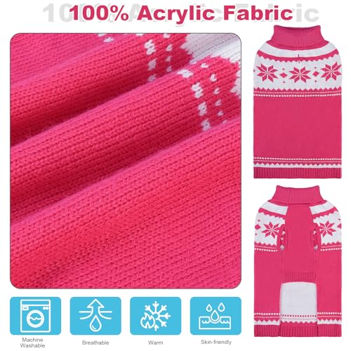 Image of Mihachi Dog Sweater - Winter Coat Apparel Clothes with Colorful Stripes for Cold Weather, Pink SM
