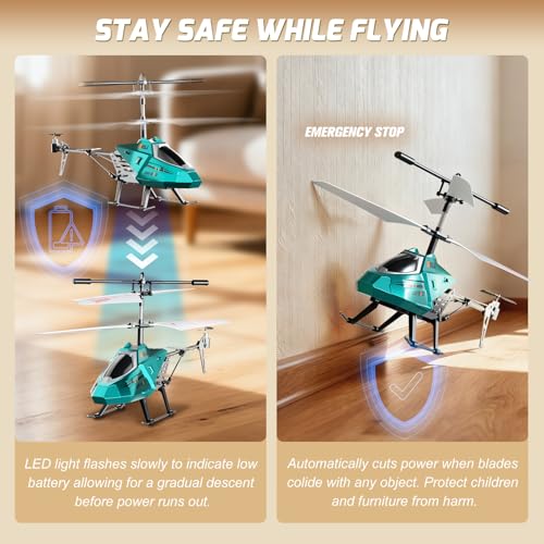 Image of XIKOTEC Remote Control Helicopter, RC Helicopter Toy for Kids, 2.4GHz RC Plane with LED Lights, RC Flying Toy, Easy to Fly Indoor /Outdoor, Gifts Toys for Kids Beginners 8+ (Blue)