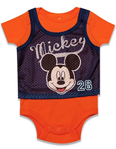 Creeper Mickey orange vêtement athlétique bébé garçon fille 3-6 mois