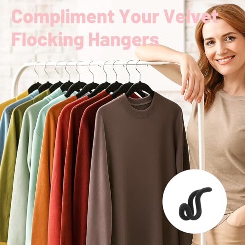 40 Stück Kleiderbügel Verbindungshaken, rutschfeste Samtbeschichtung, Kompliment für Ihre Samtkleiderbügel, Beflockte Kleiderbügel-Verlängerungshaken, Platzsparende Haken