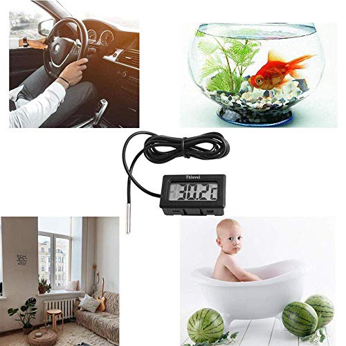 Thlevel 4PCS LCD Digitale Termometro con Sonda Esterna Impermeabile per Frigorifero, Congelatore, Acquario (4X Nero)