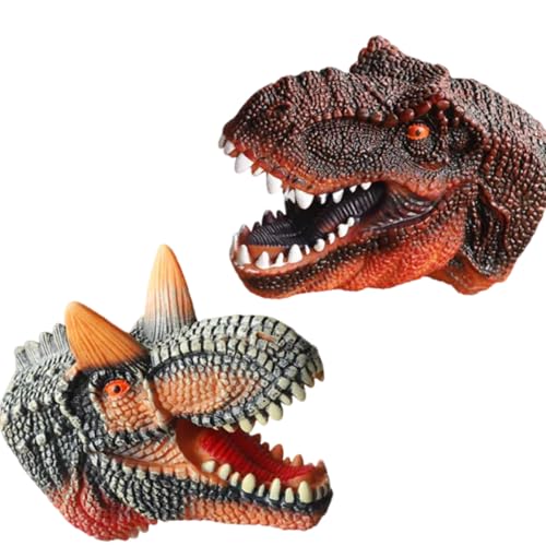 恐竜の手のおもちゃ 口が動くパペット 手人形 ロールプレイハンドパペット 恐竜手の人形 のための のおもちゃ の操り ビニール スーパーリアル ための想像力豊かな興味深いシミュレーショ ハロウィン 誕生日 プレゼント (ティラノ+カルノタウルス)