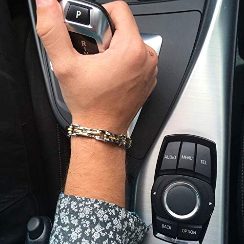 Pulseira de Aço com Filetes Banhados a Ouro 18K