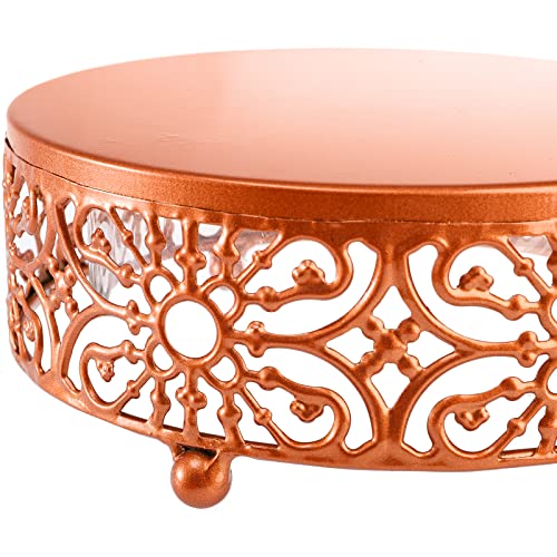 Hedume 3 Pack Round Cake Stand, 3 Sizes Metal Cake Stand Set, Dessert Display Cupcake Stands, Wedding Brithday Party Celebration Dessert Cake Display Plates-Orange #TOP3