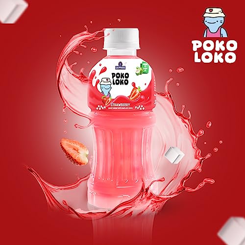Image of Sapphire Poko Loko Strawberry Flavoured Fruit Juice Drink with Nata De Coco | Refreshing Fruit Drink filled with Natural Fruit Fibres, 300ml (Pack of 6)