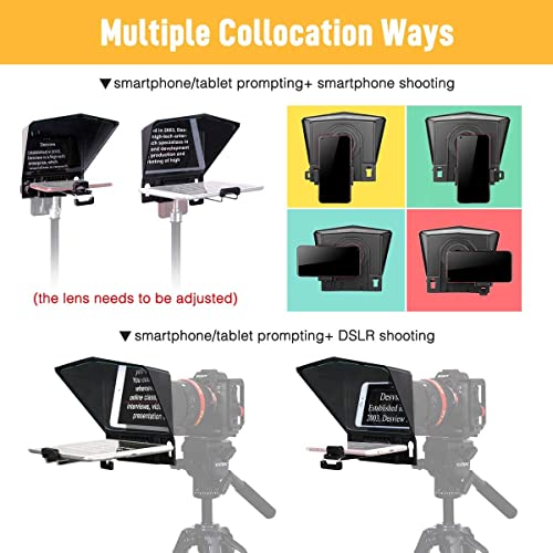 Image of Desview Authorized T2 Teleprompter For Smartphone Tablet Dslr Camera With Remote Control & Lens Adapter Rings /Beam Splitter 70 /30 Glass - Black