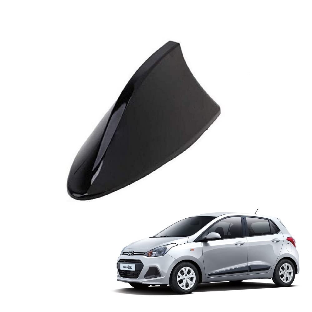 Shark Fin Roof Antenna Aerial ABS AM/FM Radio Signal Compatiable with Hyundai Grand i10 - Black-image-1