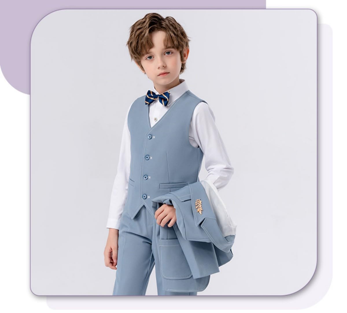 Anzug-Set für Jungen, schmale Passform, für Kleinkinder, für Teenager, Jungen, formelle Kleidung, spitzes Revers, Hochzeitsoutfit