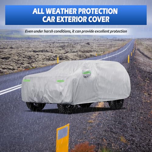 Image of Car Cover Custom Fit for Chevrolet Chevy Suburban 1973-2026, Migaven Waterproof Full Exterior Cover Sun Rain Protection with Door Zipper and Cotton Lining, Silver