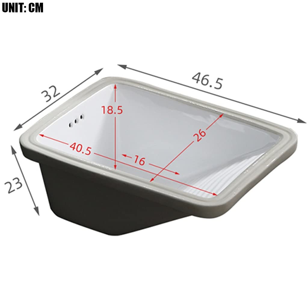 18,3 x 12,5 cala Biała ceramiczna umywalka łazienkowa do prania Mała umywalka nablatowa Wpuszczana pojedyncza komora pralnicza z tarą (biała 46,5 x 32 x 18,5 cm)