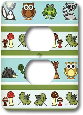 3dRose LLC lsp_13806_6 Cute Woodland Creatures Forest Print, 2 Plug Outlet Cover image 4