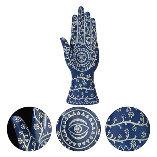 Estatua Hamsa Mano 9.8'' Resina Decorativa Azul miniatura 3