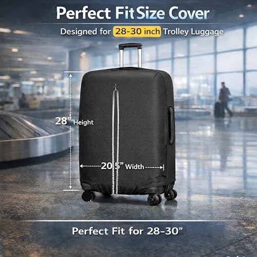 Image of WanderWraps Spendex Polyester Protective Luggage Cover | Hard Luggage Trolley Bag Cover | Washable | Dust Proof | Stretchable | L - 28 inch ||| Skytrail