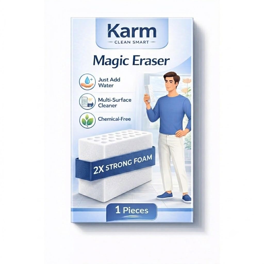 Magic Eraser Cleaning Sponge | Multi-Purpose, Chemical-Free Stain Remover for Kitchen, Bathroom, Walls, Shoes & More | Tough on Dirt, Gentle on Surfaces (1)-image-43