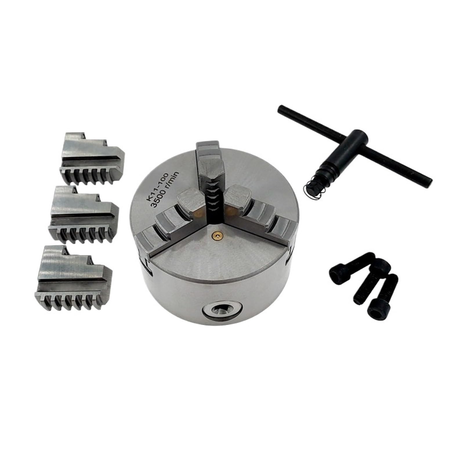 K11-100 3-Jaw Manual Self-Centering Lathe Chuck with Jaws