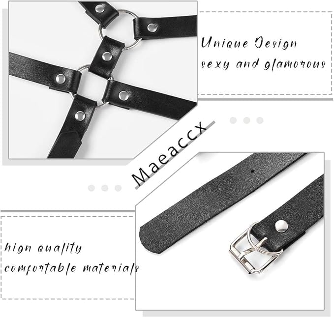 Plus Size Leg Belt - Leather Punk Body Waist Belts, Punk Harness Body Cage High Waist Belt for Women and Girls,1XL-3XL3