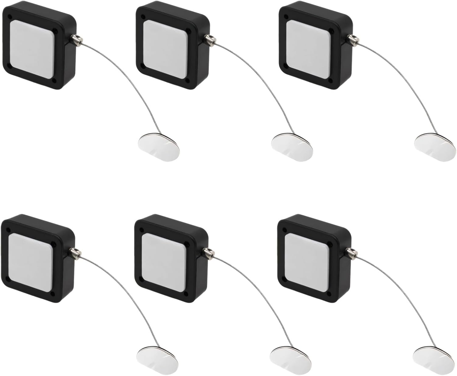 6 Pcs Self-Retracting Anti-Theft Cable Lock, 6.5 Ft/2M Steel Wire, Tv Remote Tether Cord, Black